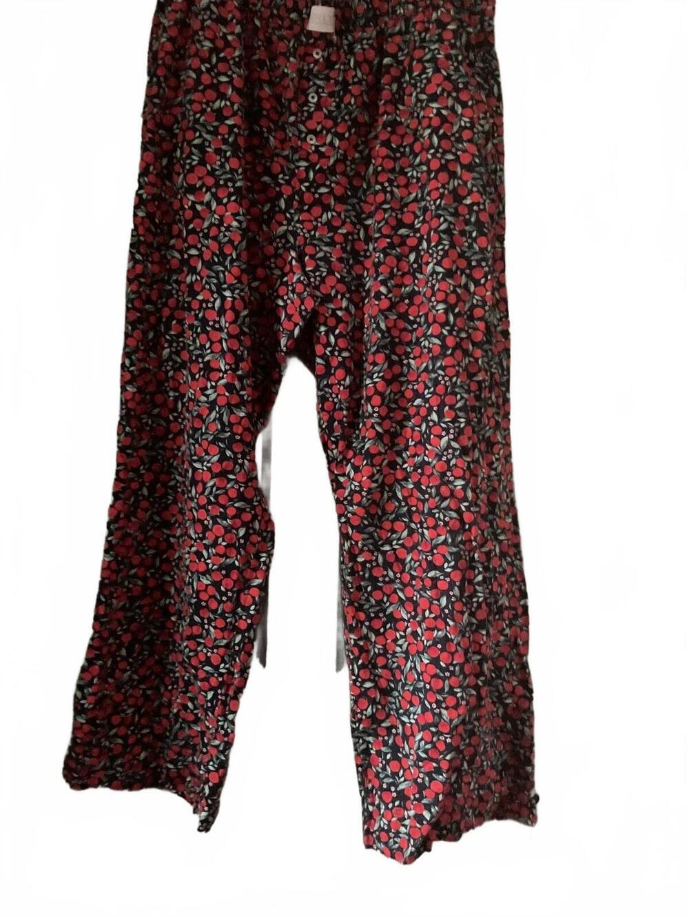 ONLY Women's Red and Black Cherry Print Casual  PJ Pants, Size L